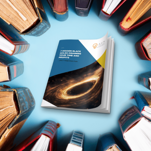 Resources page image black holes 7 hidden black holes - AVN - free resources for accountants - image shows booklet within circle of books