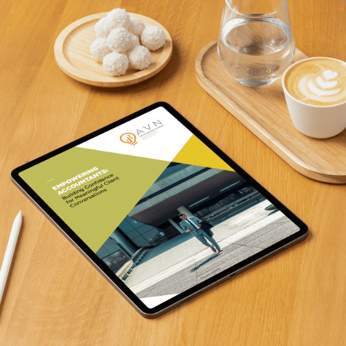 AVN - Empowering accountants - free resources for accountants - shows tablet on desk AVN resources for accountants