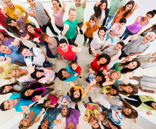Enriching lives Enriching lives - image shows group of happy seen from above