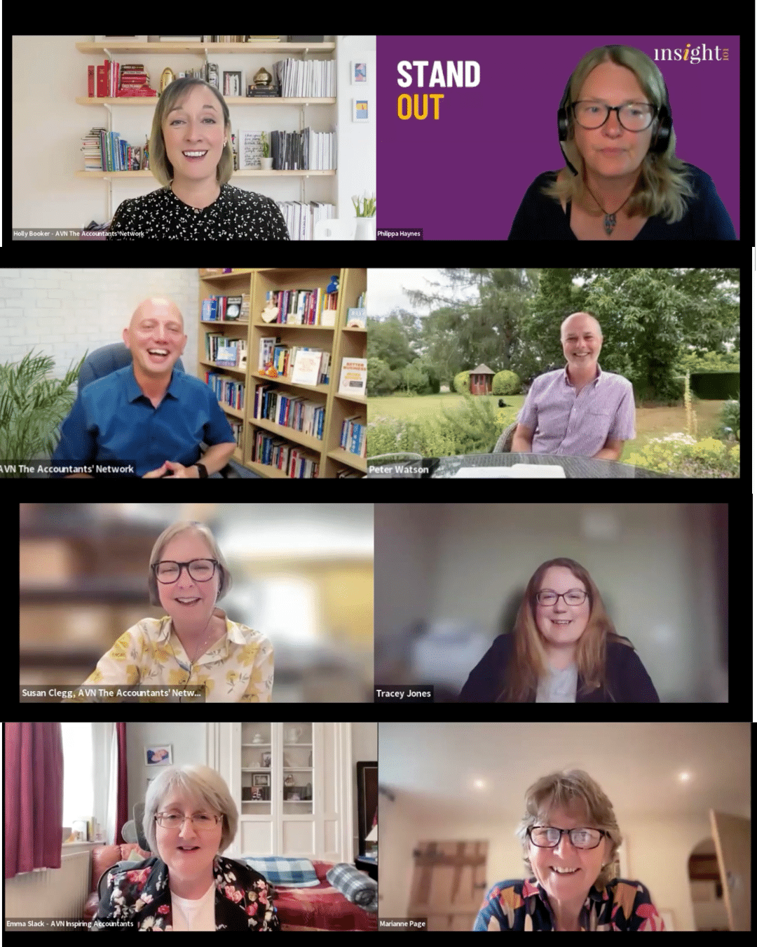 Webinar hosts Webinar hosts - Holly Booker, Susan Clegg, Shane Lukas, Emma Slack - image shows screenshots of webinars